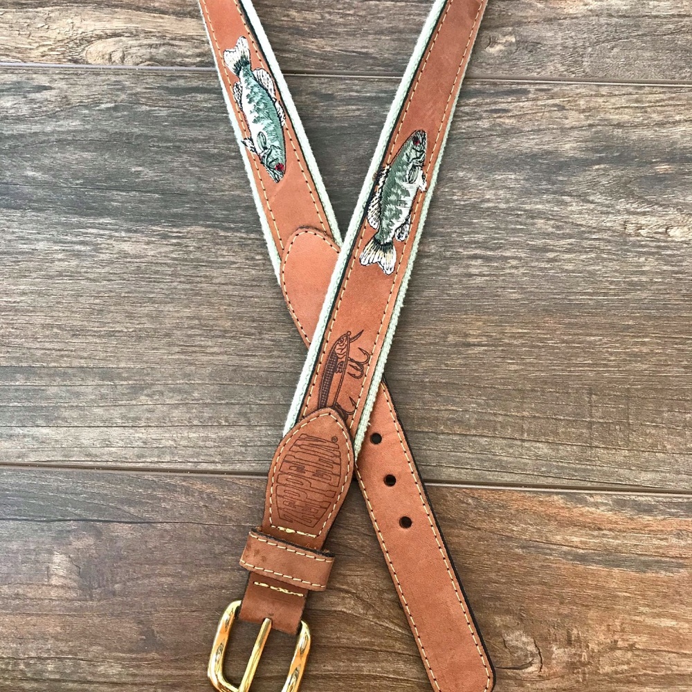 Mens Zeppelin Canvas and Leather Fish Belt